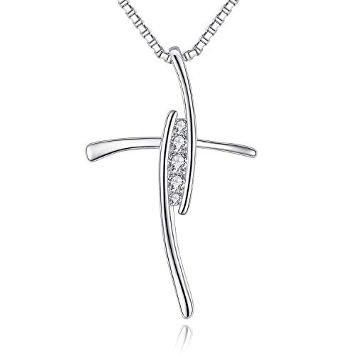 God Love CZ Cross Pendant Necklace, Christian Religious Jewelry for Women