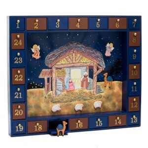 Kurt Adler J3767 Wooden Nativity Advent Calendar with 24 Magnetic Piece