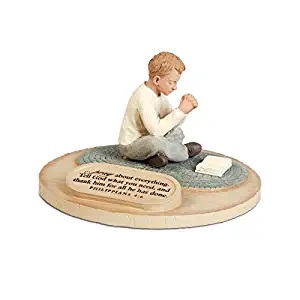Lighthouse Christian Products Devoted Praying Boy Sculpture, 4 3/4 x 4 3/4 x 3