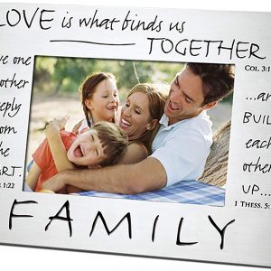 Lighthouse Christian Products Love Binds Us Together Brushed Grey 6.75 x 8.75 Metal Photo Frame