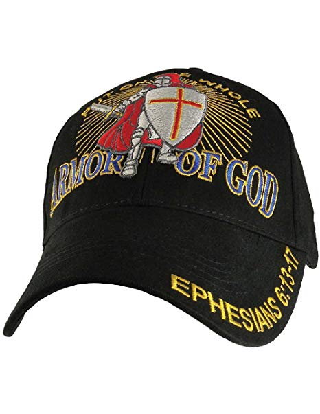 Put on the Whole Armor of God Embroidered Baseball Cap, Black, Adjustable