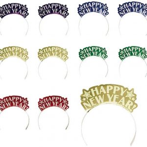 amscan Sparkling New Year Multicolor Glitter Paper Assorted Tiaras Party Accessory , 7 X 5 Pack of 12 Costume