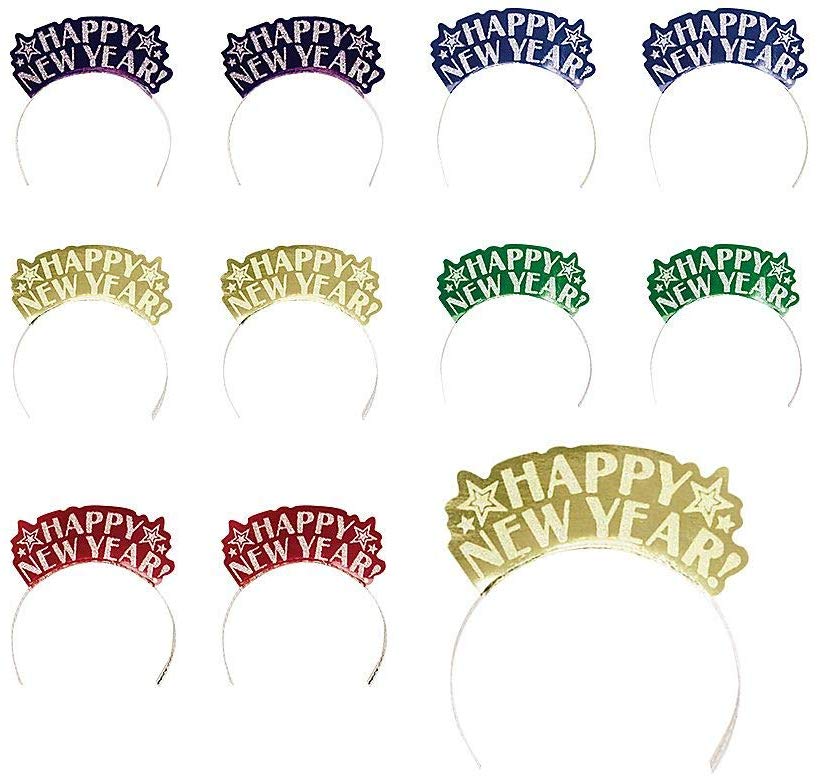 Amscan Sparkling New Year Multicolor Glitter Paper Assorted Tiaras Party Accessory , 7 X 5 Pack of 12 Costume