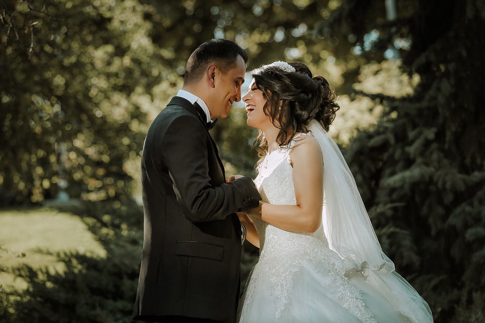 man and a woman wedding day