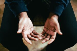 Easter prayer - hands open as sign of prayer