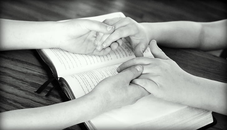 Praying for Sick Person, Bible, Holding Hands