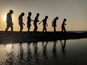 group of children walking