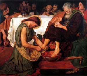 Painting of Jesus washing the disciples' feet
