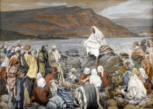 christian leadership- painting of Jesus teaching the people by the sea