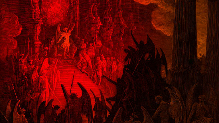 Paradise Lost Satan In Council Engraving By Gustave Dor 