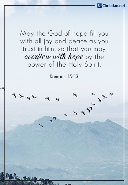 photo of a flock of birds flying together, mountains in the background, prayer verse to remain faithful