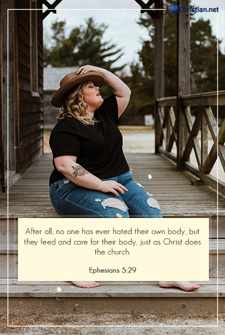 photo of a woman wearing a hat, barefoot and wearing ripped jeans, bible verse about self-love