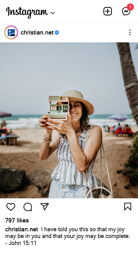 girl with polaroid on beach, thanksgiving verse for instagram