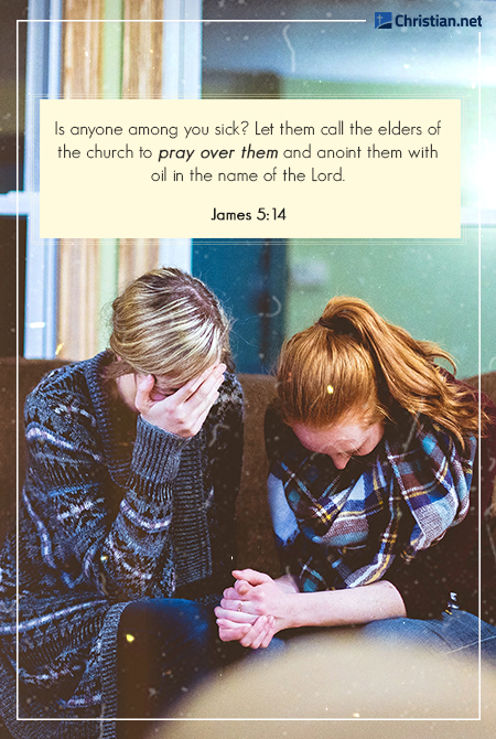 blonde woman and redhead girl praying on a couch together, healing prayer for my sister