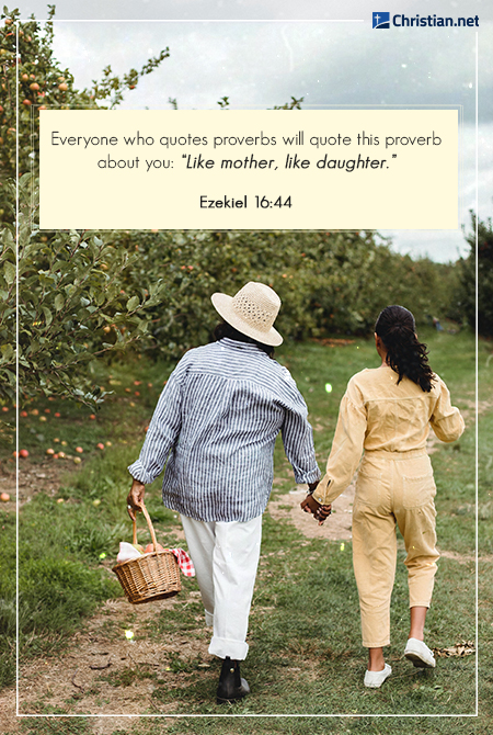 mother and daughter holding hands at an apple orchard, bible verses for mothers and daughters