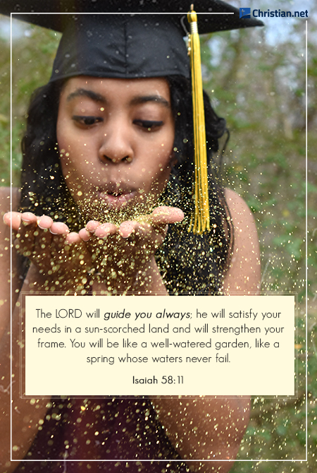 graduate blowing glitters, bible verses for graduates