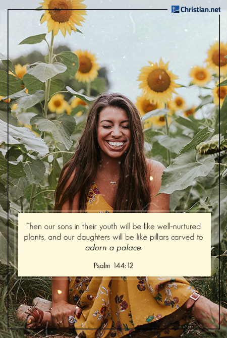 African American girl in yellow dress smiling brightly in a field of sunflowers, bible verses for nieces