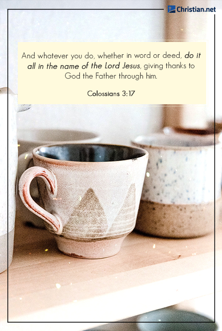photo of a ceramic cup next to other speckled cups, prayer for labor day