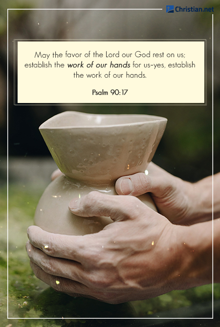 photo of hands working on a clay porcelain vase, labor day prayer