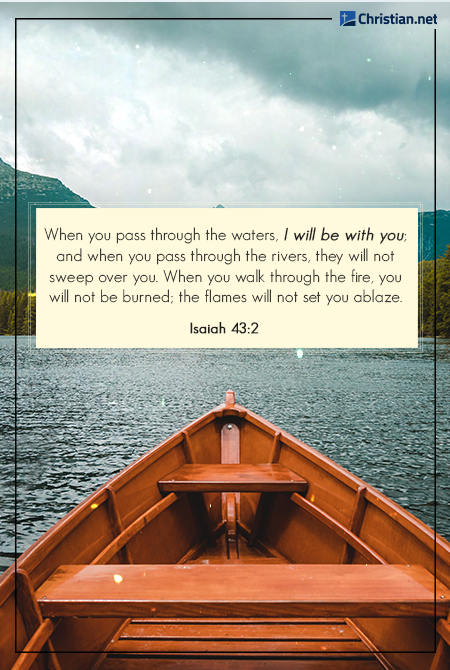 boat facing a lake, mountains and the sky towards the horizon, bible verses for overwhelming times