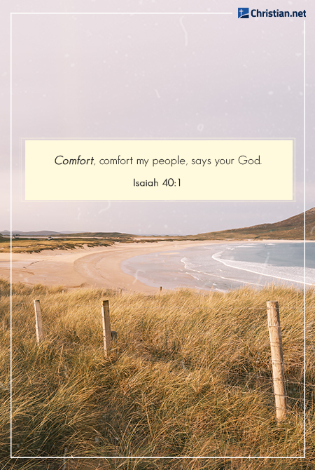 photo of a field with fences surrounding the beach and sea, bible verses about grief