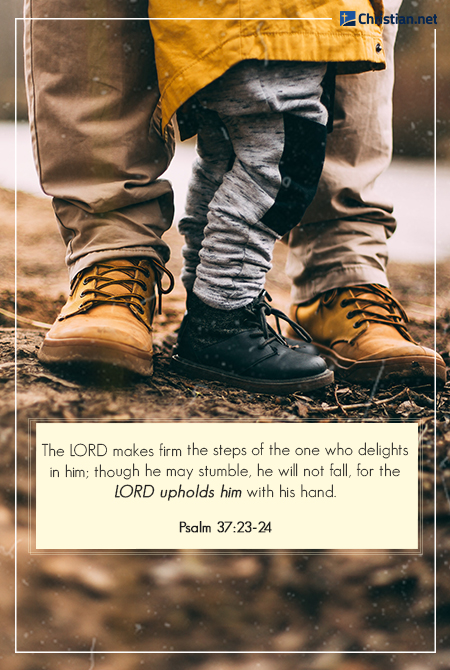 photo of a man's shoes as he stands with his son, prayer of encouragement for my son